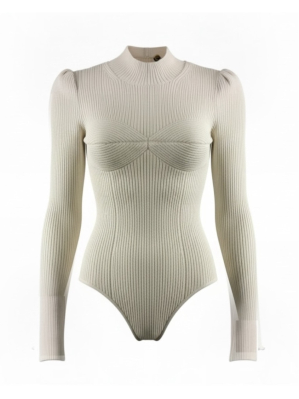 Fleur du Mal Ribbed Corset Sweater in Off White Size S